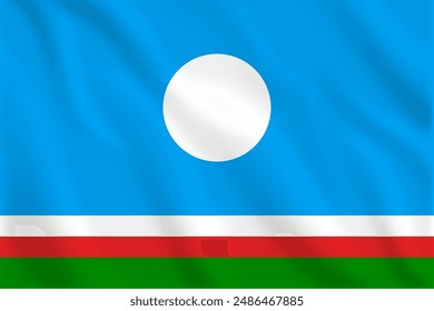 3d illustration waving flag of Sakha. Vector flag of Sakha. Symbol of Sakha.