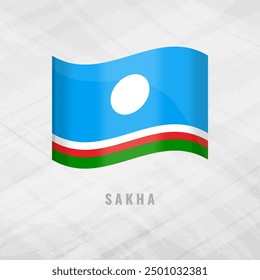 3d illustration waving flag of Sakha. Vector flag of Sakha. on Grey Background Symbol of Sakha.