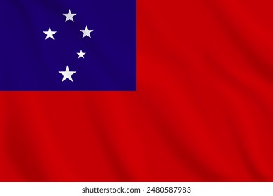 3d illustration waving flag of Samoa. Vector flag of Samoa. Symbol of Samoa.