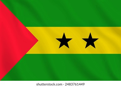 3d illustration waving flag of Sao Tome And Príncipe. Vector flag of Sao Tome And Príncipe. Symbol of sao tome and principe.