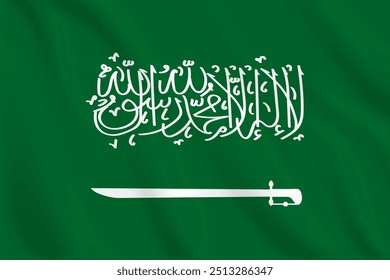 3d illustration waving flag of Saudi Arabia. Vector flag of Saudi Arabia. Symbol of Saudi Arabia.