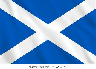 3d illustration waving flag of Scotland. Vector flag of Scotland. Symbol of Scotland.