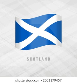 3d illustration waving flag of Scotland. Vector flag of Scotland.on Grey Background Symbol of Scotland