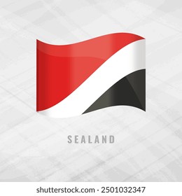 3d illustration waving flag of Sealand Vector flag of Sealandon .Grey Background Symbol of Sealand.