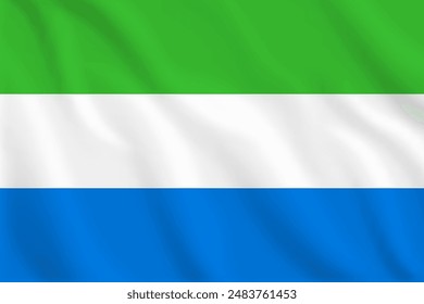 3D-Illustration schwenkende Flagge von Sierra Leone. Vektorgrafik-Flagge von Sierra Leone. Symbol von Sierra Leone