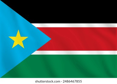 3d illustration waving flag of South Sudan. Vector flag of South Sudan. Symbol of South Sudan.