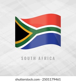 3d illustration waving flag of South Africa. Vector flag of South Africa. on Grey Background Symbol of South Africa.