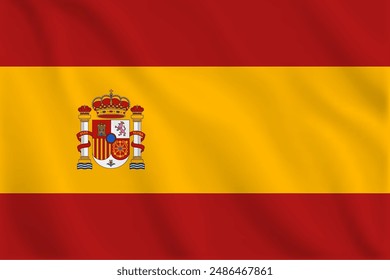 3d illustration waving flag of Spain. Vector flag of Spain. Symbol of Spain.