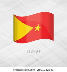3d illustration waving flag of Tigray. Vector flag of Tigray on Grey Background Symbol of Tigray.