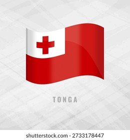 3d illustration waving flag of Tonga. Vector flag of Tonga on Grey Background Symbol of Tonga.