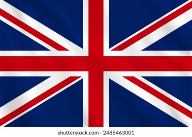 3d illustration waving flag of United Kingdom. Vector flag of United Kingdom. Symbol of United Kingdom.