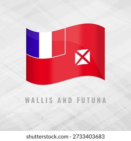 3d illustration waving flag of Wallis And Futuna. Vector flag of Wallis And Futuna on Grey Background with copy space. Symbol of Wallis And Futuna.