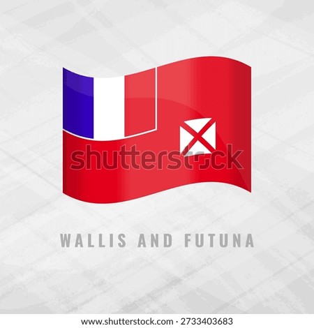 3d illustration waving flag of Wallis And Futuna. Vector flag of Wallis And Futuna on Grey Background with copy space. Symbol of Wallis And Futuna.