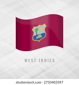 3d illustration waving flag of West Indies Vector flag of West Indies on Grey Background with copy space. Symbol of West Indies.