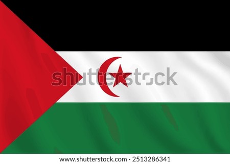 3d illustration waving flag of Western Sahara. Vector flag of Western Sahara. Symbol of Western Sahara.