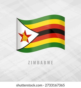 3D-Illustration schwenkende Fahne von Zimbabwe.Vektorfahne von Zimbabwe.auf grauem Hintergrund Symbol von Zimbabwe.