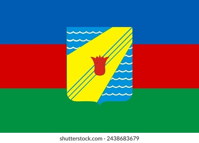 3D Illustration of a waving Ukraine city flag of Krasnoperekopsk