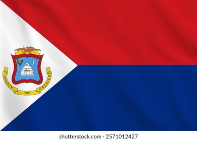 3d illustration wavy National flag sint Maarten Country.