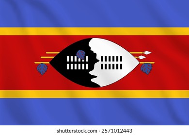 3d illustration wavy National flag of Eswatini Country.