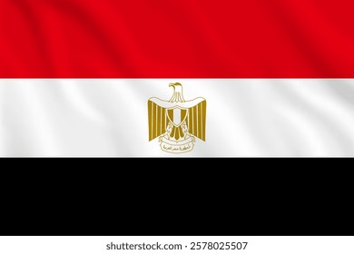 3d illustration wavy National flag of Egyptian Country.