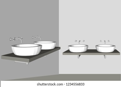 3D illustration, white basin, vector