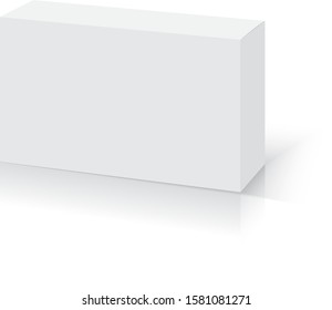 3D illustration of white packaging blank box isolated in white background for branding and mockup