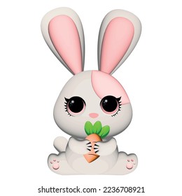 3d illustration of  white rabbit decoration  Animal characters