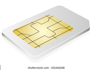 3d illustration of a white sim card symbol for communication and technology