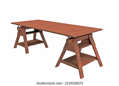 3D Illustration - Wooden table.