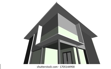 3D illustration of workplace building design project