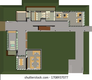 3D illustration of workplace plan