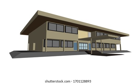 3D illustration of workplace project