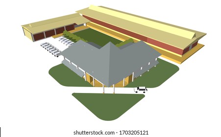 3D illustration of workplace, warehouse and workshop project