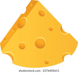 3D Illustration of Yellow Triangular Cheese