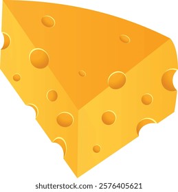 3D Illustration of Yellow Triangular Cheese