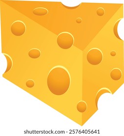 3D Illustration of Yellow Triangular Cheese