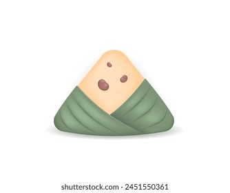 3d illustration of zongzi or bacang. traditional Chinese food. food made from sticky rice and wrapped in bamboo leaves. symbol or icon. minimalist 3d illustration design. graphic elements. vector