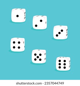 3d illustrations, dice with different numbers for a gambling game or a race to guess the numbers. Vector illustration.
