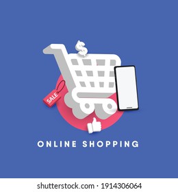 3d illustrations, online shopping design template