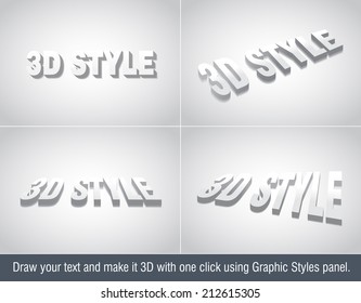 3d Illustrators Text Effect - use graphic styles library to apply 3d effect.