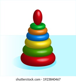 3d image of a children's pyramid, Beautiful children's toy pyramid, great design for any purposes. Children's toy pyramid in realistic style