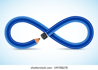 3d image Conceptual pencil, infinity symbol