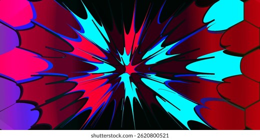 3D image of decorative panels of colorful hexagons. Background and texture