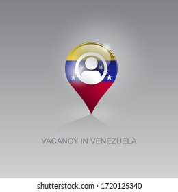 3d image of a geo location symbol on a gray background. Job search and vacancies in VENEZUELA. Design for banners, posters, web sites, advertising.