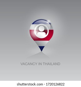 3d image of a geo location symbol on a gray background. Job search and vacancies in THAILAND. Design for banners, posters, web sites, advertising.
