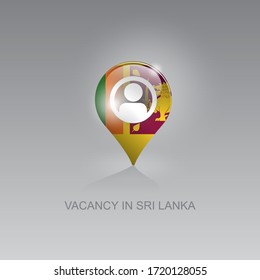 3d image of a geo location symbol on a gray background. Job search and vacancies in SRI LANKA. Design for banners, posters, web sites, advertising.