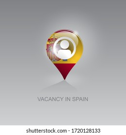 3d image of a geo location symbol on a gray background. Job search and vacancies in SPAIN. Design for banners, posters, web sites, advertising.