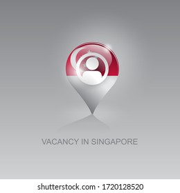 3d image of a geo location symbol on a gray background. Job search and vacancies in SINGAPORE. Design for banners, posters, web sites, advertising.