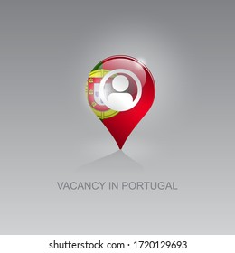 3d image of a geo location symbol on a gray background. Job search and vacancies in PORTUGAL. Design for banners, posters, web sites, advertising.