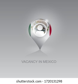 3d image of a geo location symbol on a gray background. Job search and vacancies in MEXICO. Design for banners, posters, web sites, advertising. 
